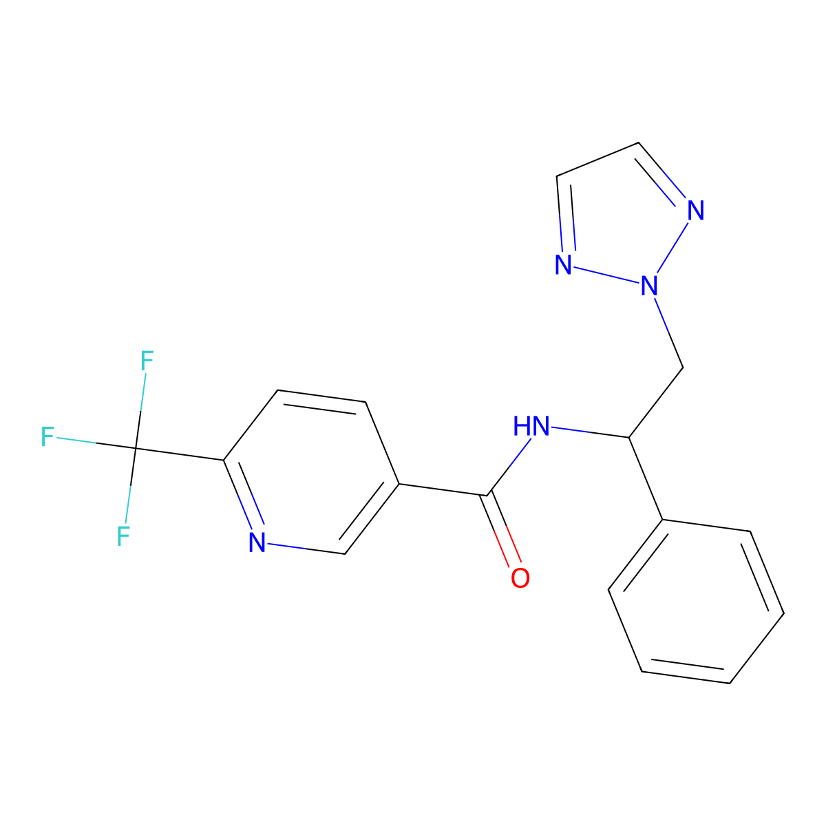 N-(1-phenyl-2-(2H-1,2,3-triazol-2-yl)ethyl)-6-(trifluoromethyl)nicotinamide molecular structure, CAS 2034406-11-4