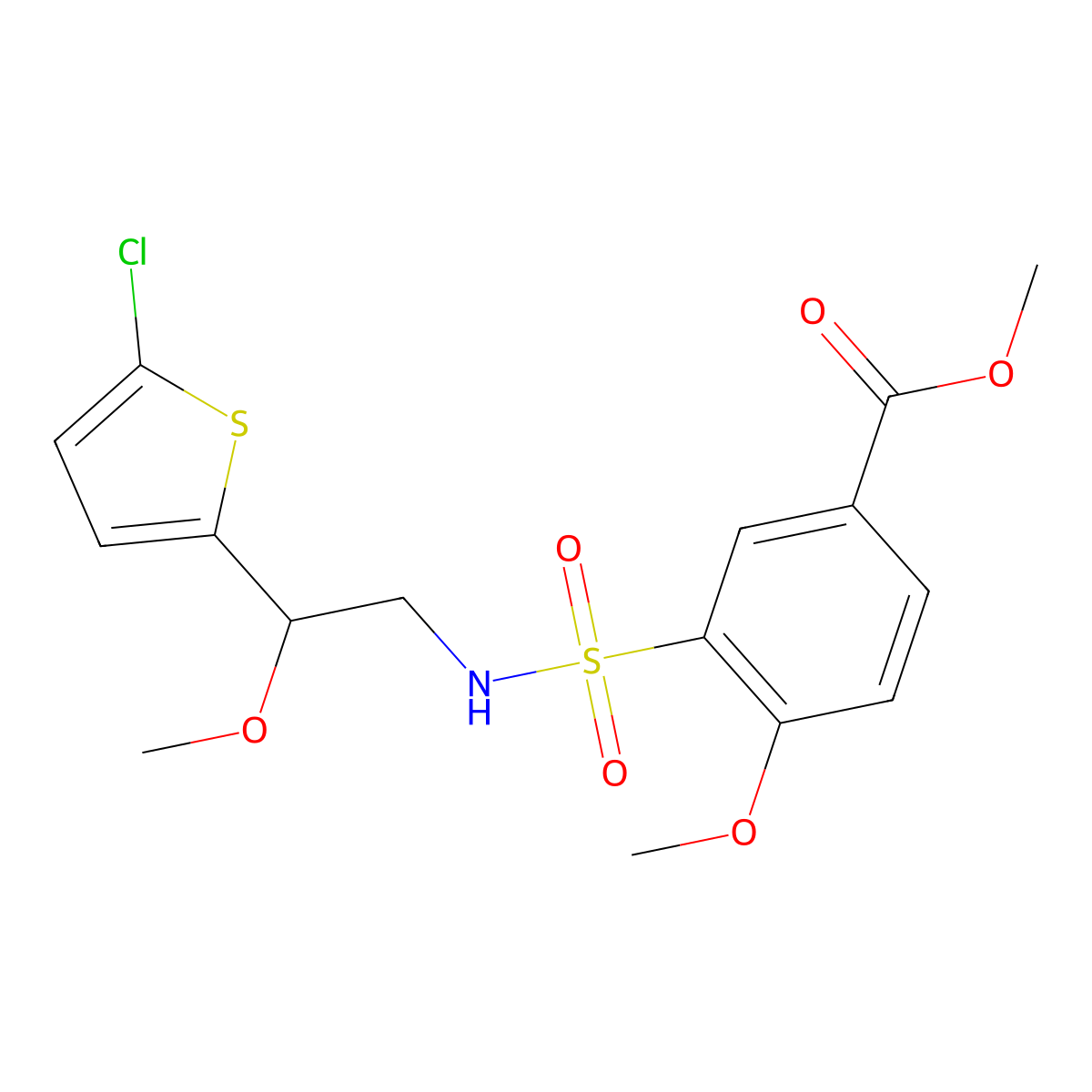 methyl 3-(N-(2-(5-chlorothiophen-2-yl)-2-methoxyethyl)sulfamoyl)-4-methoxybenzoate molecular structure, CAS 2034406-14-7