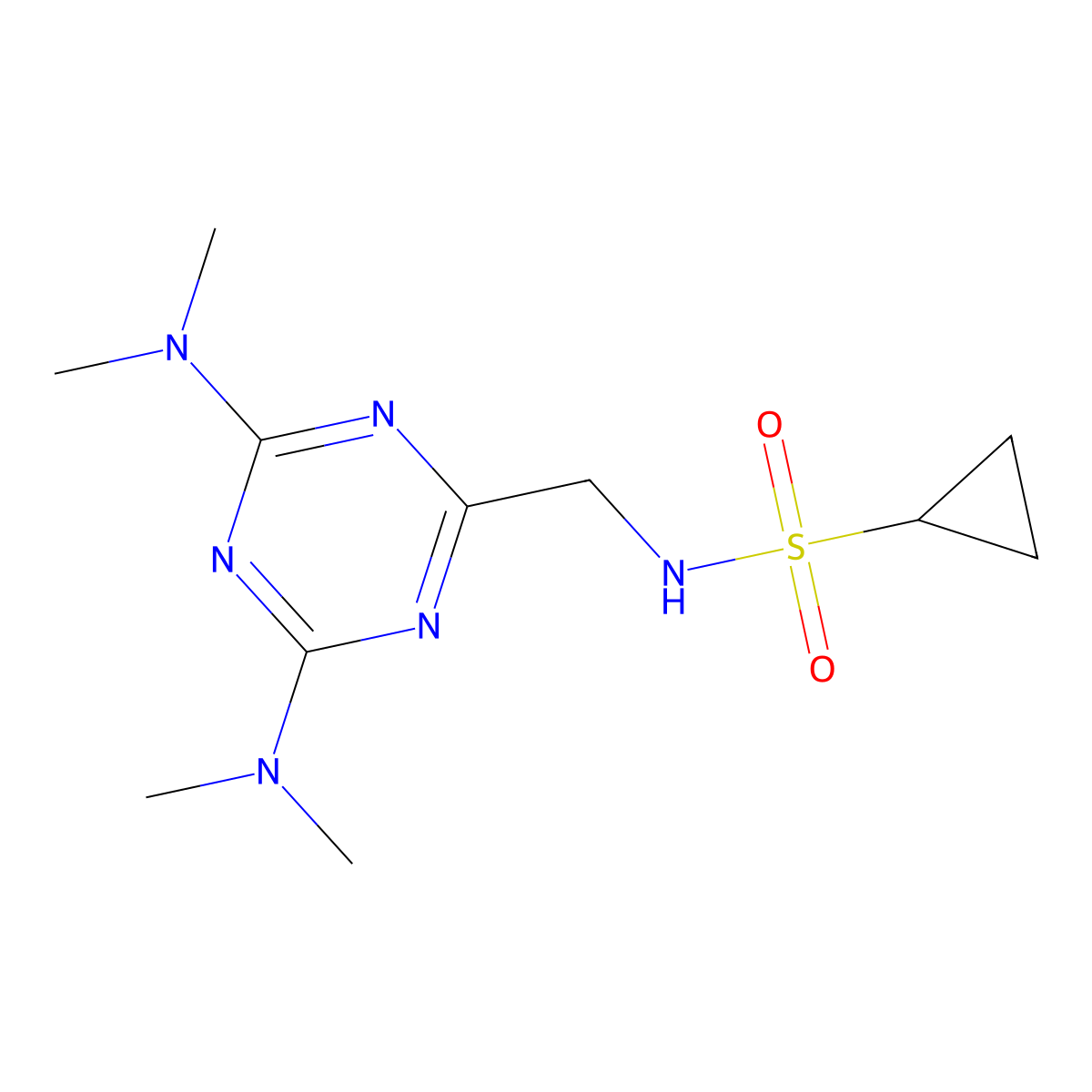 N-{[4,6-bis(dimethylamino)-1,3,5-triazin-2-yl]methyl}cyclopropanesulfonamide molecular structure, CAS 2034406-16-9