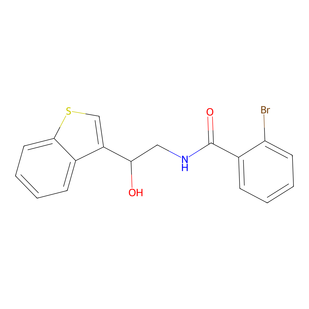 N-(2-(benzo[b]thiophen-3-yl)-2-hydroxyethyl)-2-bromobenzamide molecular structure, CAS 2034406-18-1