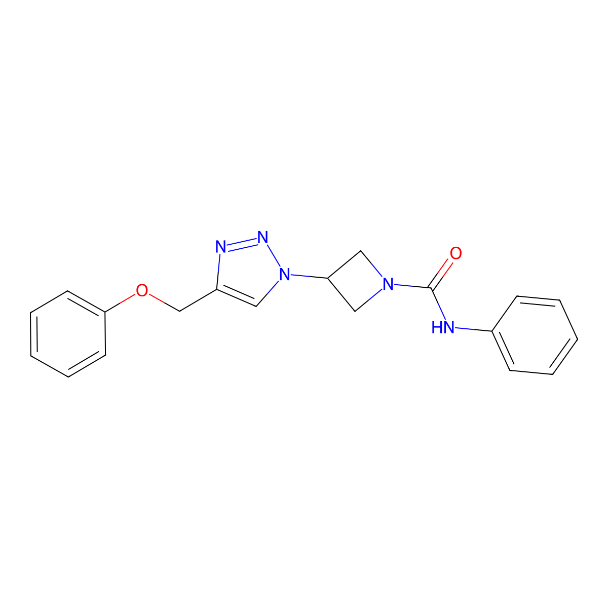 3-(4-(phenoxymethyl)-1H-1,2,3-triazol-1-yl)-N-phenylazetidine-1-carboxamide molecular structure, CAS 2034406-19-2
