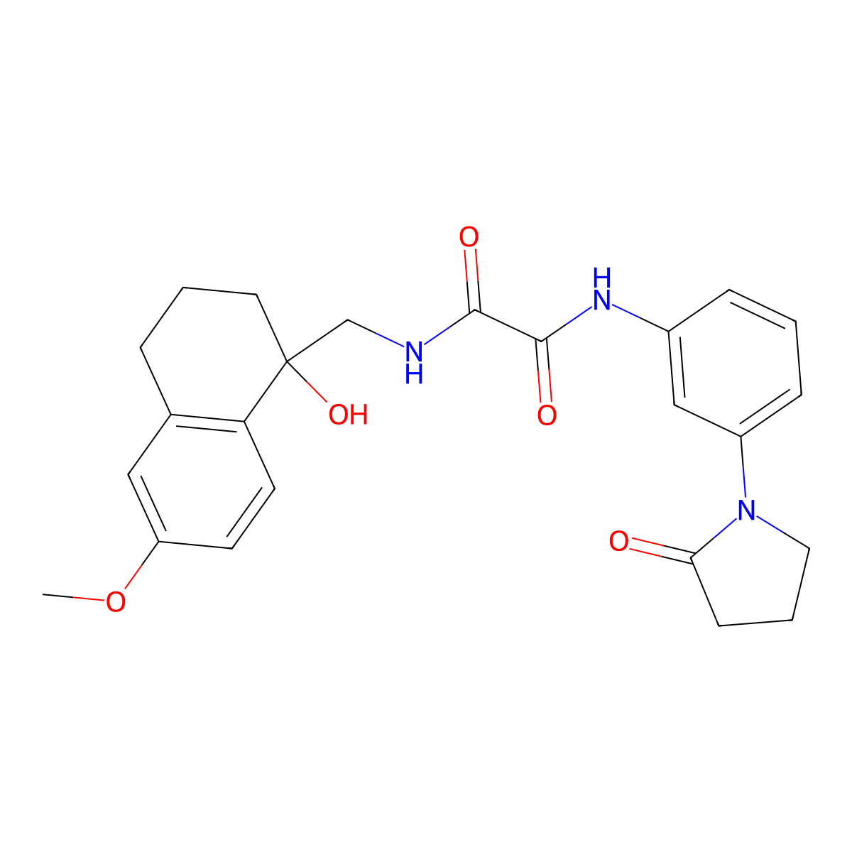 N1-((1-hydroxy-6-methoxy-1,2,3,4-tetrahydronaphthalen-1-yl)methyl)-N2-(3-(2-oxopyrrolidin-1-yl)phenyl)oxalamide molecular structure, CAS 2034406-21-6