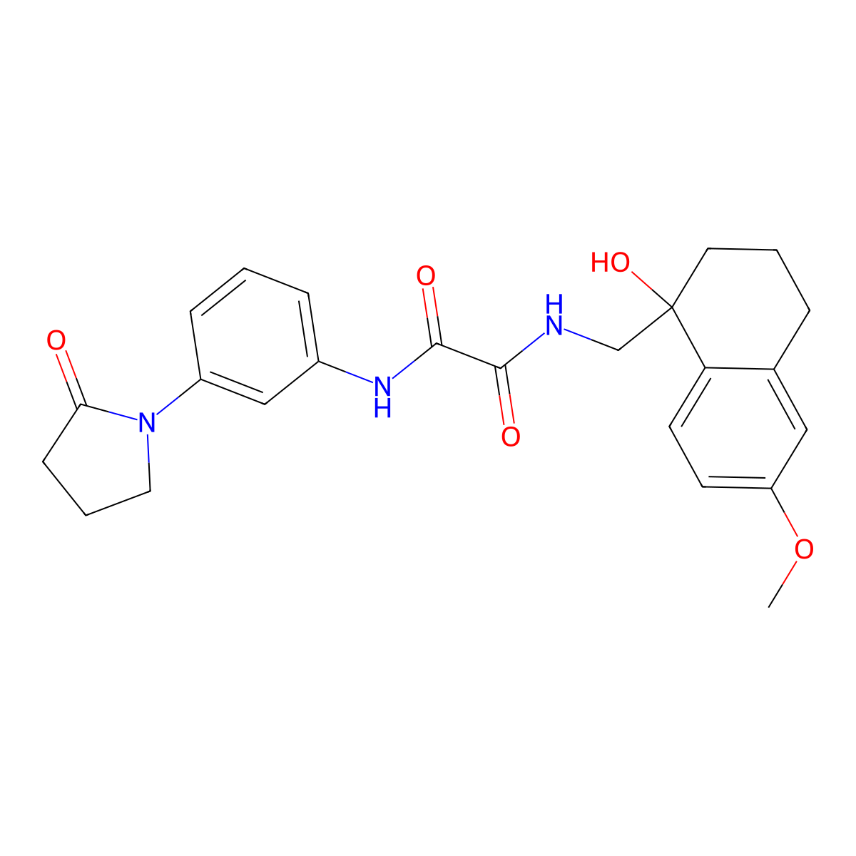 N1-((1-hydroxy-6-methoxy-1,2,3,4-tetrahydronaphthalen-1-yl)methyl)-N2-(3-(2-oxopyrrolidin-1-yl)phenyl)oxalamide molecular structure, CAS 2034406-21-6