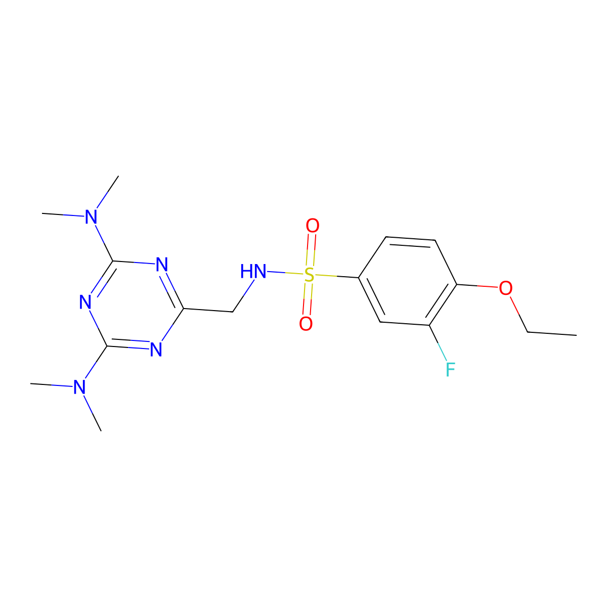 N-((4,6-bis(dimethylamino)-1,3,5-triazin-2-yl)methyl)-4-ethoxy-3-fluorobenzenesulfonamide molecular structure, CAS 2034406-25-0