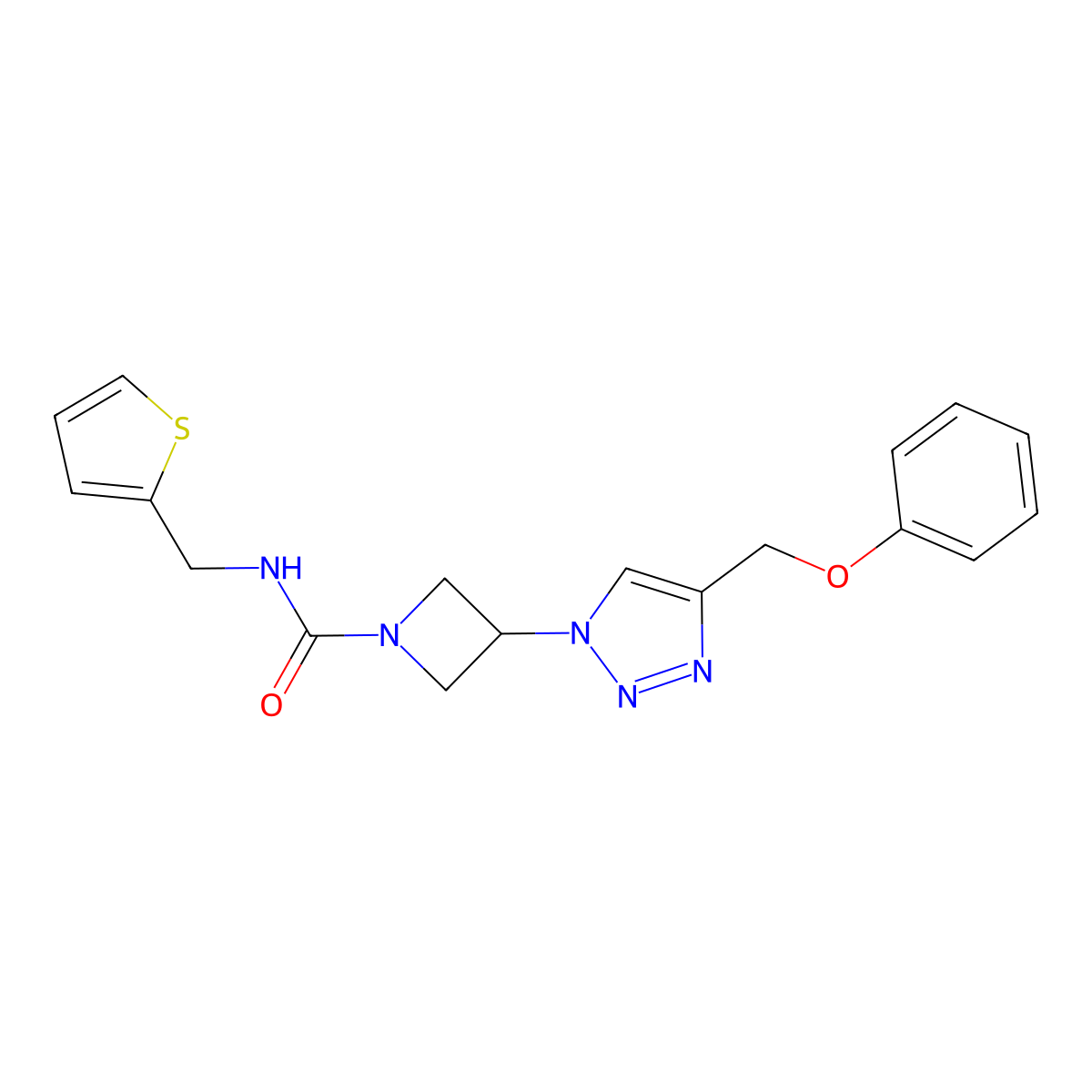 3-(4-(phenoxymethyl)-1H-1,2,3-triazol-1-yl)-N-(thiophen-2-ylmethyl)azetidine-1-carboxamide molecular structure, CAS 2034406-28-3