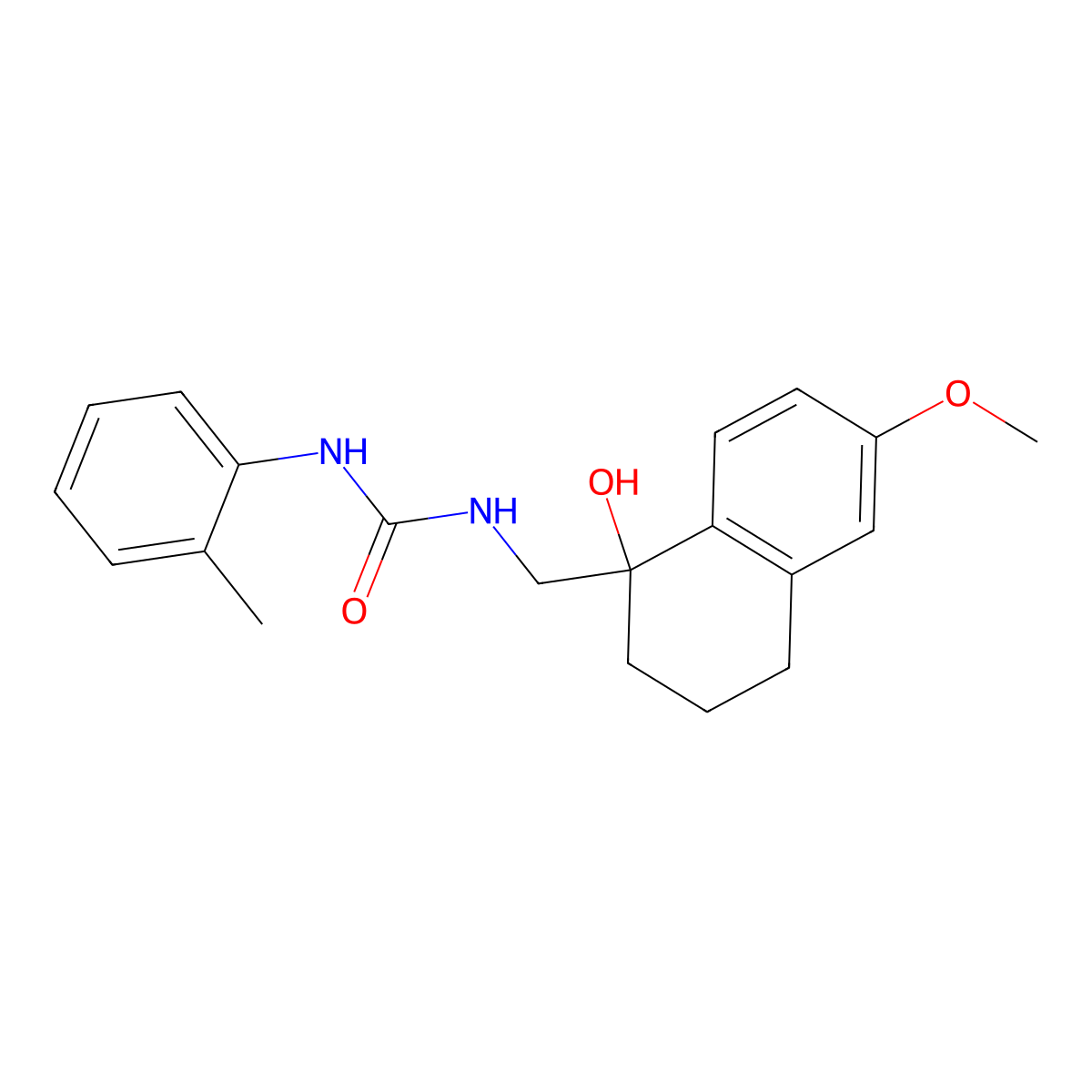 1-((1-Hydroxy-6-methoxy-1,2,3,4-tetrahydronaphthalen-1-yl)methyl)-3-(o-tolyl)urea molecular structure, CAS 2034406-33-0