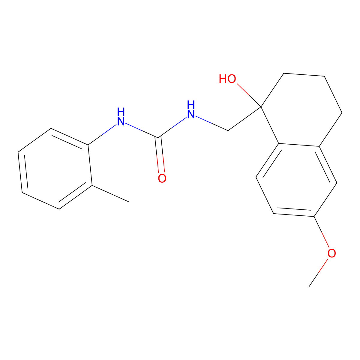 1-((1-Hydroxy-6-methoxy-1,2,3,4-tetrahydronaphthalen-1-yl)methyl)-3-(o-tolyl)urea molecular structure, CAS 2034406-33-0