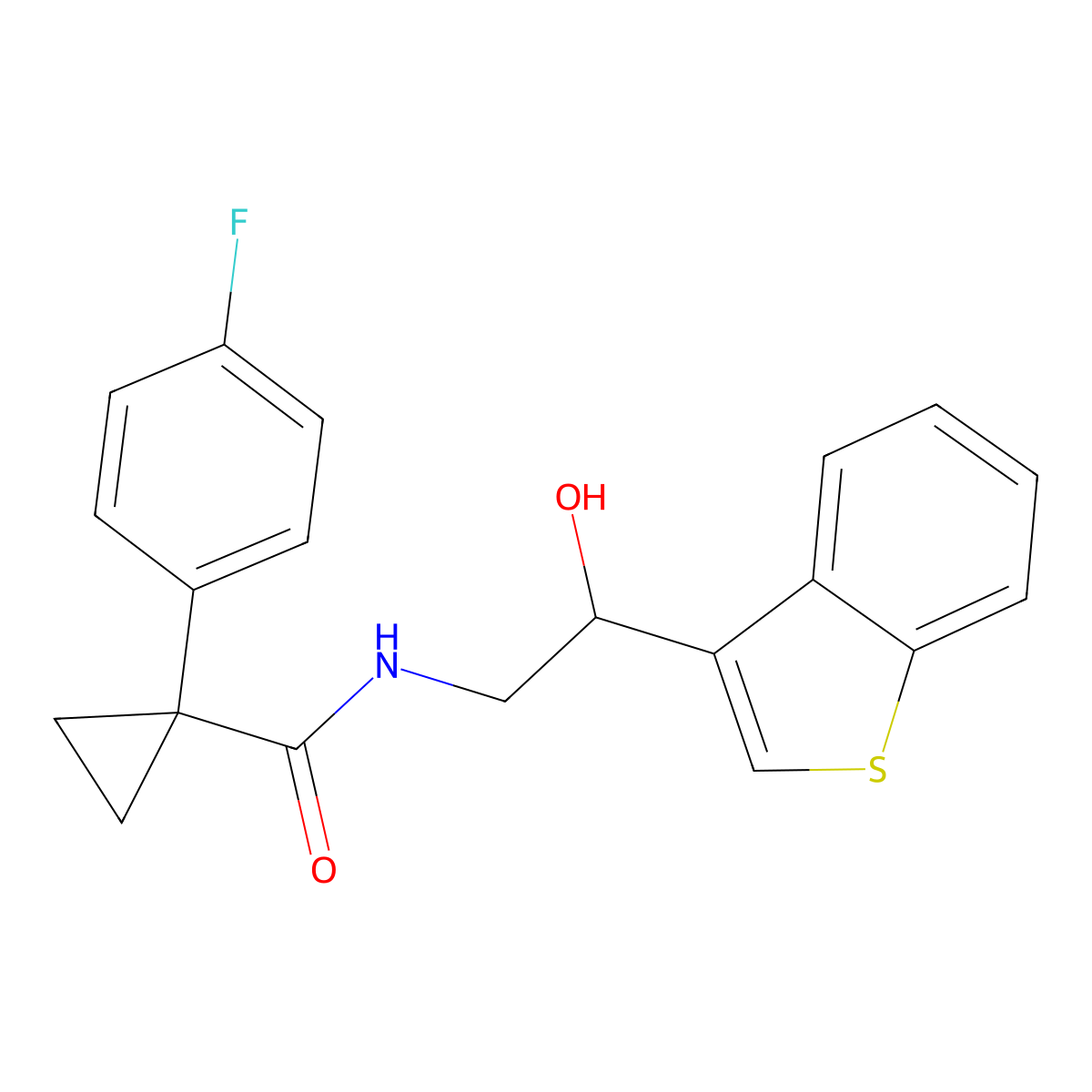 N-(2-(benzo[b]thiophen-3-yl)-2-hydroxyethyl)-1-(4-fluorophenyl)cyclopropanecarboxamide molecular structure, CAS 2034406-43-2