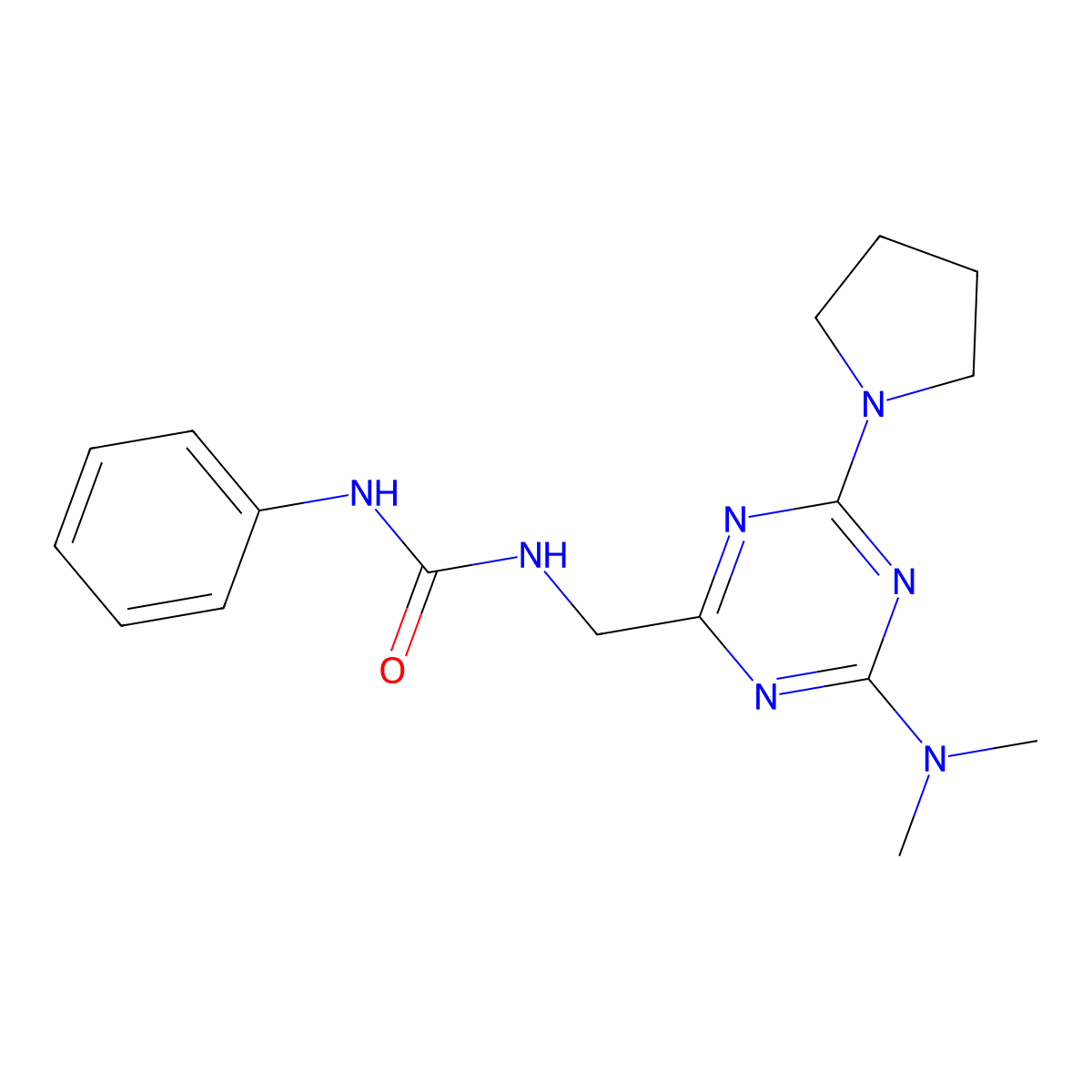 1-((4-(Dimethylamino)-6-(pyrrolidin-1-yl)-1,3,5-triazin-2-yl)methyl)-3-phenylurea molecular structure, CAS 2034406-45-4
