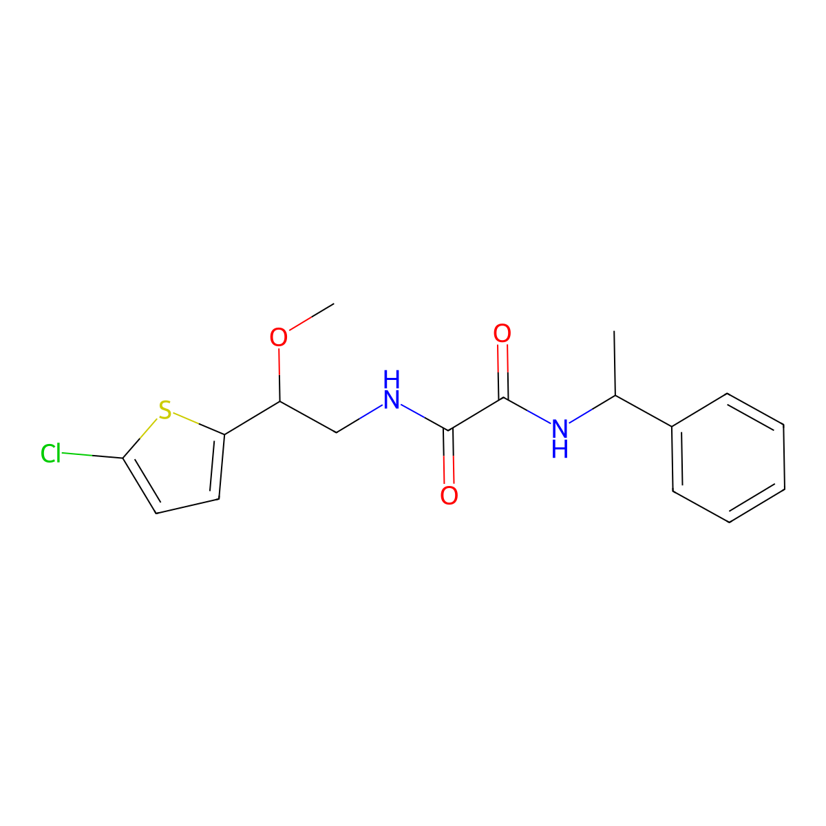 N1-(2-(5-chlorothiophen-2-yl)-2-methoxyethyl)-N2-(1-phenylethyl)oxalamide molecular structure, CAS 2034406-46-5
