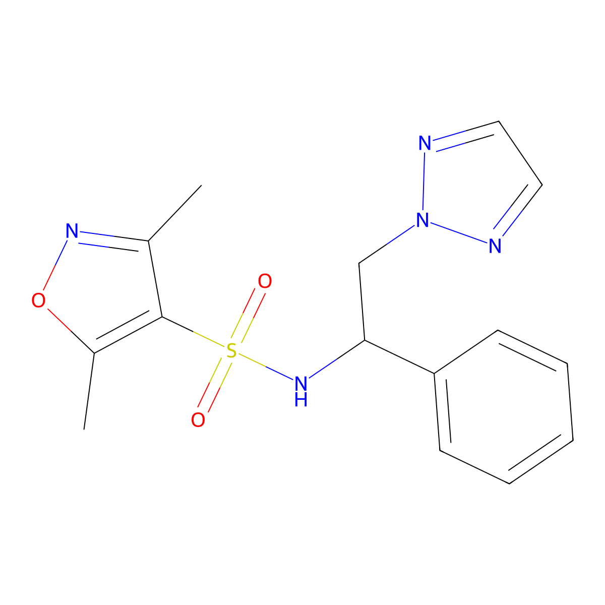 3,5-dimethyl-N-(1-phenyl-2-(2H-1,2,3-triazol-2-yl)ethyl)isoxazole-4-sulfonamide molecular structure, CAS 2034406-52-3