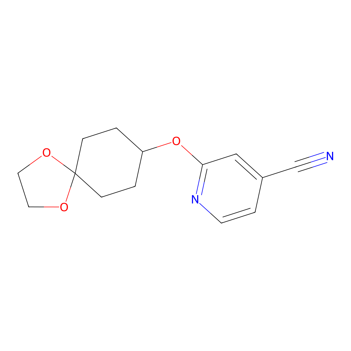 2-(1,4-Dioxaspiro[4.5]decan-8-yloxy)isonicotinonitrile molecular structure, CAS 2034406-61-4
