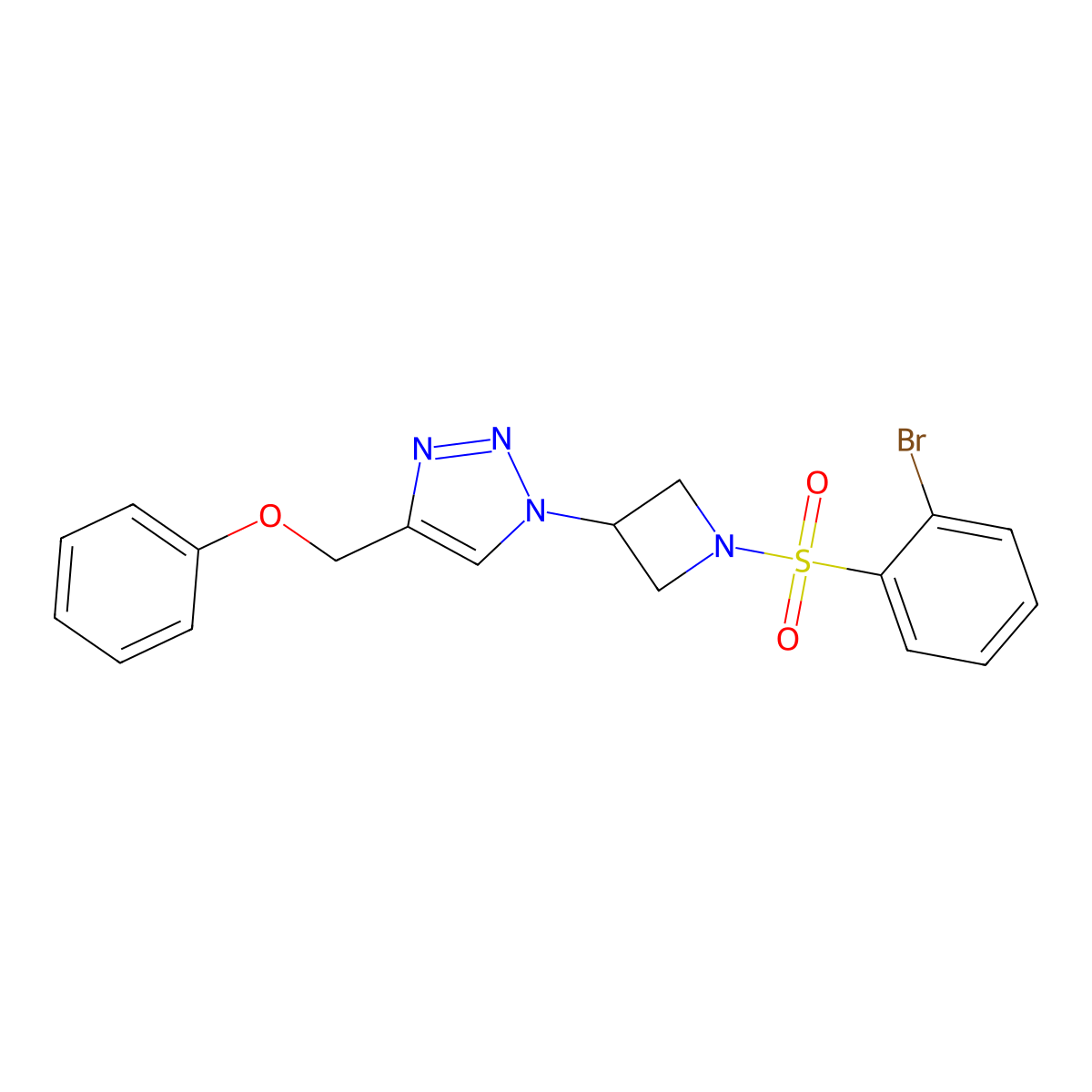 1-(1-((2-bromophenyl)sulfonyl)azetidin-3-yl)-4-(phenoxymethyl)-1H-1,2,3-triazole molecular structure, CAS 2034406-72-7