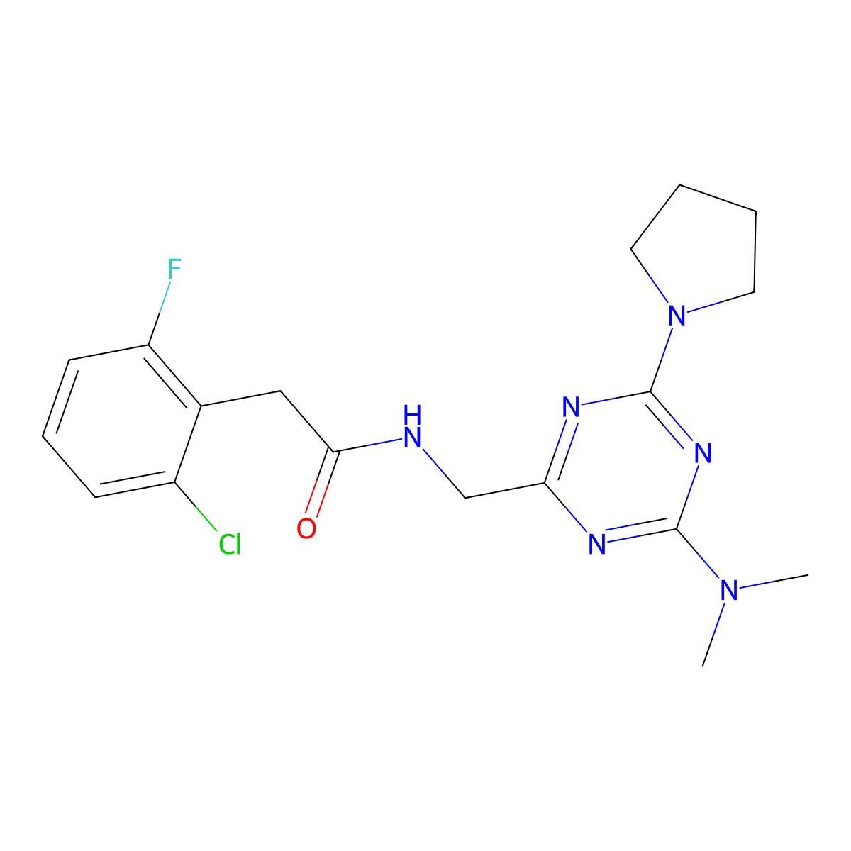 2-(2-chloro-6-fluorophenyl)-N-{[4-(dimethylamino)-6-(pyrrolidin-1-yl)-1,3,5-triazin-2-yl]methyl}acetamide molecular structure, CAS 2034406-76-1