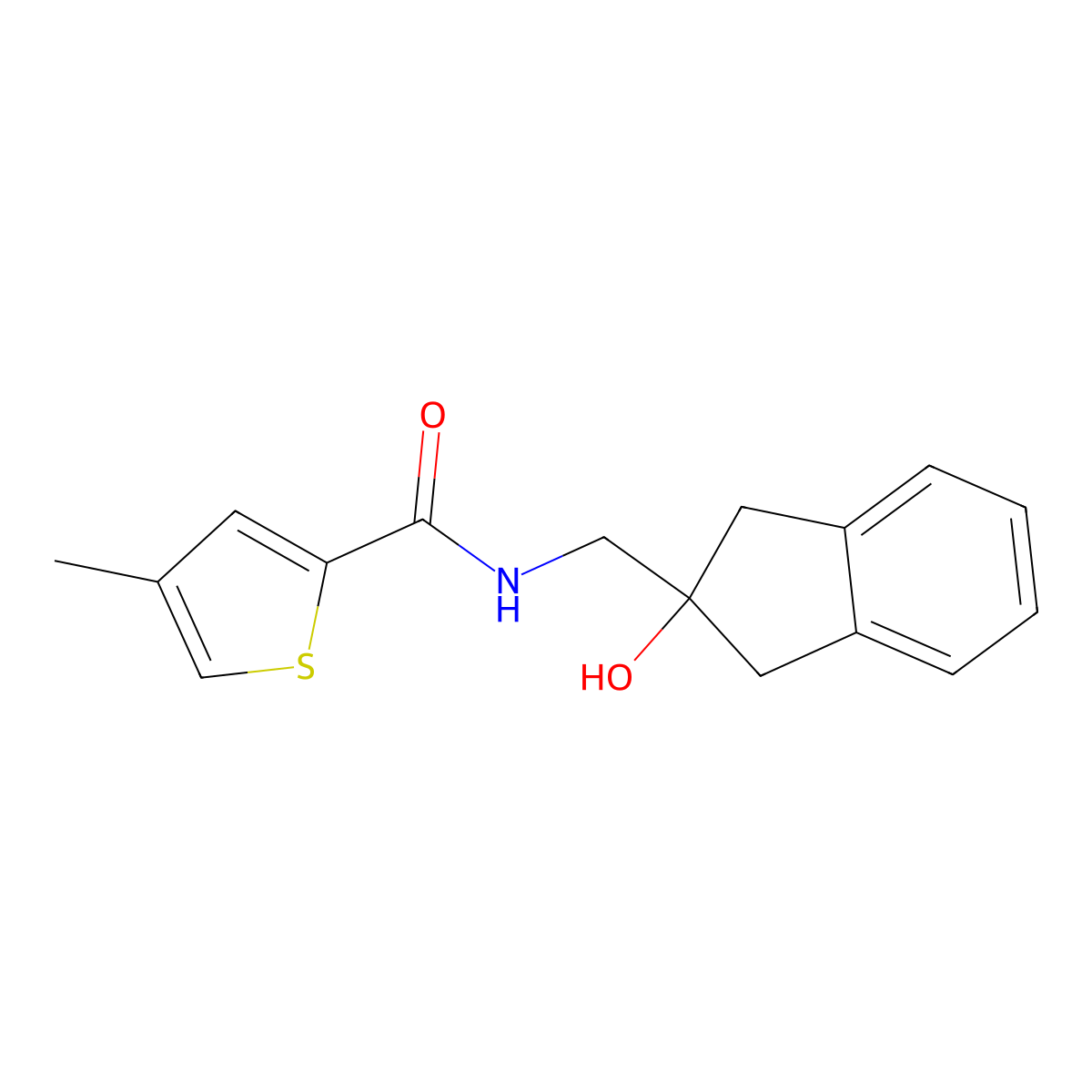 N-((2-hydroxy-2,3-dihydro-1H-inden-2-yl)methyl)-4-methylthiophene-2-carboxamide molecular structure, CAS 2034406-81-8
