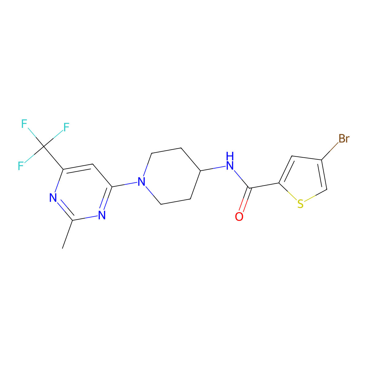 4-bromo-N-(1-(2-methyl-6-(trifluoromethyl)pyrimidin-4-yl)piperidin-4-yl)thiophene-2-carboxamide molecular structure, CAS 2034406-87-4