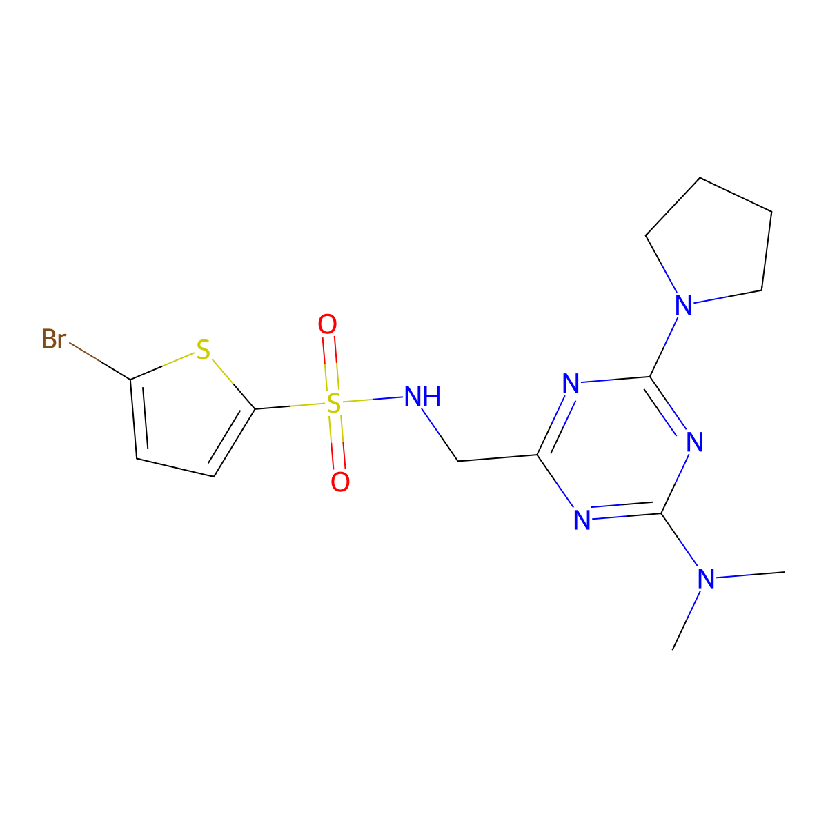 5-bromo-N-{[4-(dimethylamino)-6-(pyrrolidin-1-yl)-1,3,5-triazin-2-yl]methyl}thiophene-2-sulfonamide molecular structure, CAS 2034406-89-6