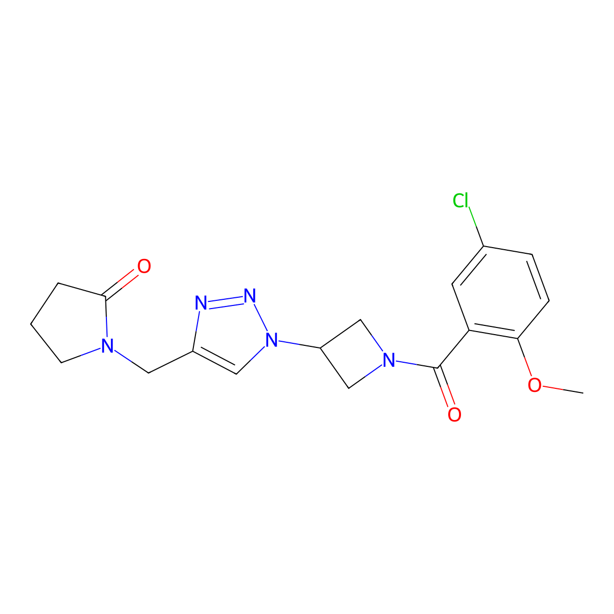 1-((1-(1-(5-chloro-2-methoxybenzoyl)azetidin-3-yl)-1H-1,2,3-triazol-4-yl)methyl)pyrrolidin-2-one molecular structure, CAS 2034406-94-3