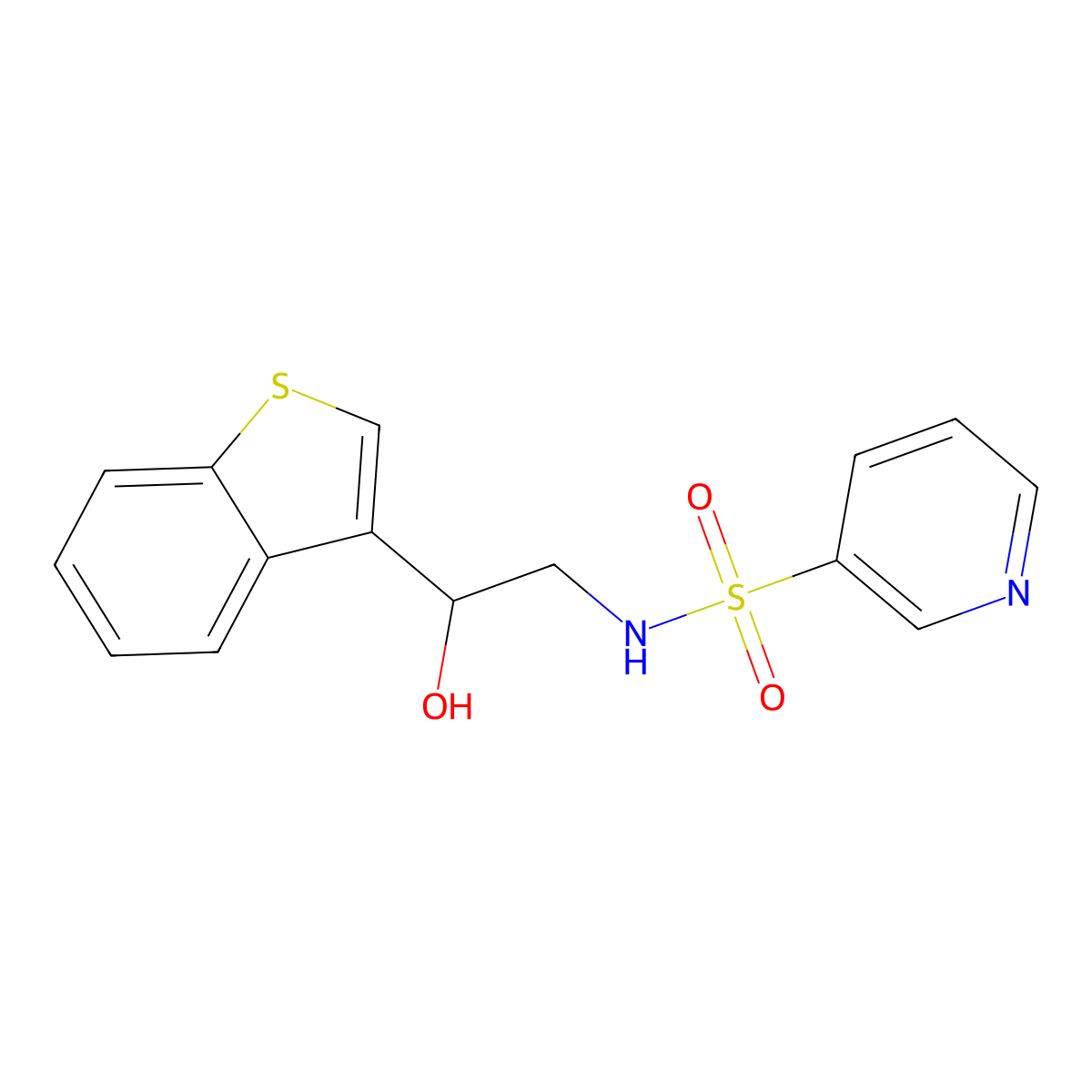 N-(2-(benzo[b]thiophen-3-yl)-2-hydroxyethyl)pyridine-3-sulfonamide molecular structure, CAS 2034407-00-4