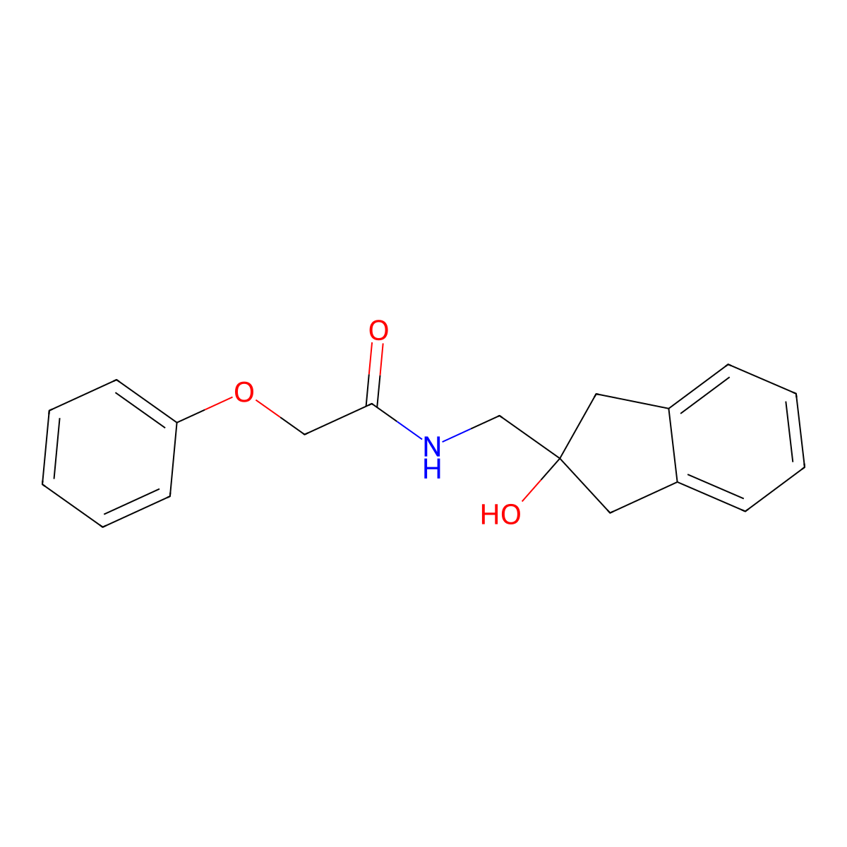 N-((2-hydroxy-2,3-dihydro-1H-inden-2-yl)methyl)-2-phenoxyacetamide molecular structure, CAS 2034407-02-6
