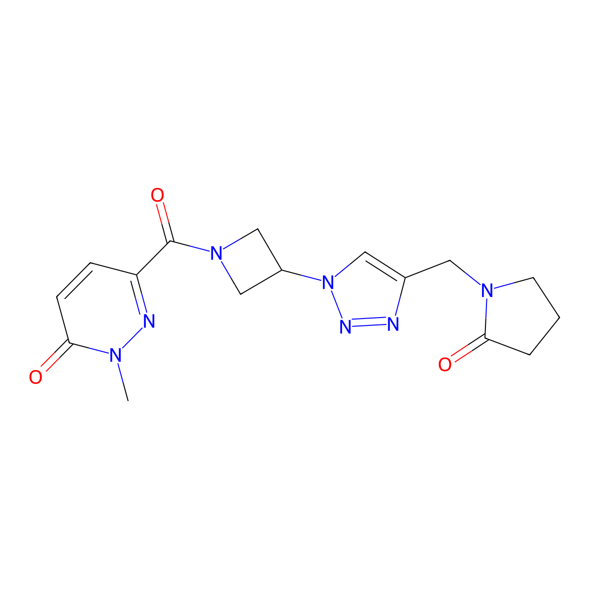 2-methyl-6-(3-(4-((2-oxopyrrolidin-1-yl)methyl)-1H-1,2,3-triazol-1-yl)azetidine-1-carbonyl)pyridazin-3(2H)-one molecular structure, CAS 2034407-14-0