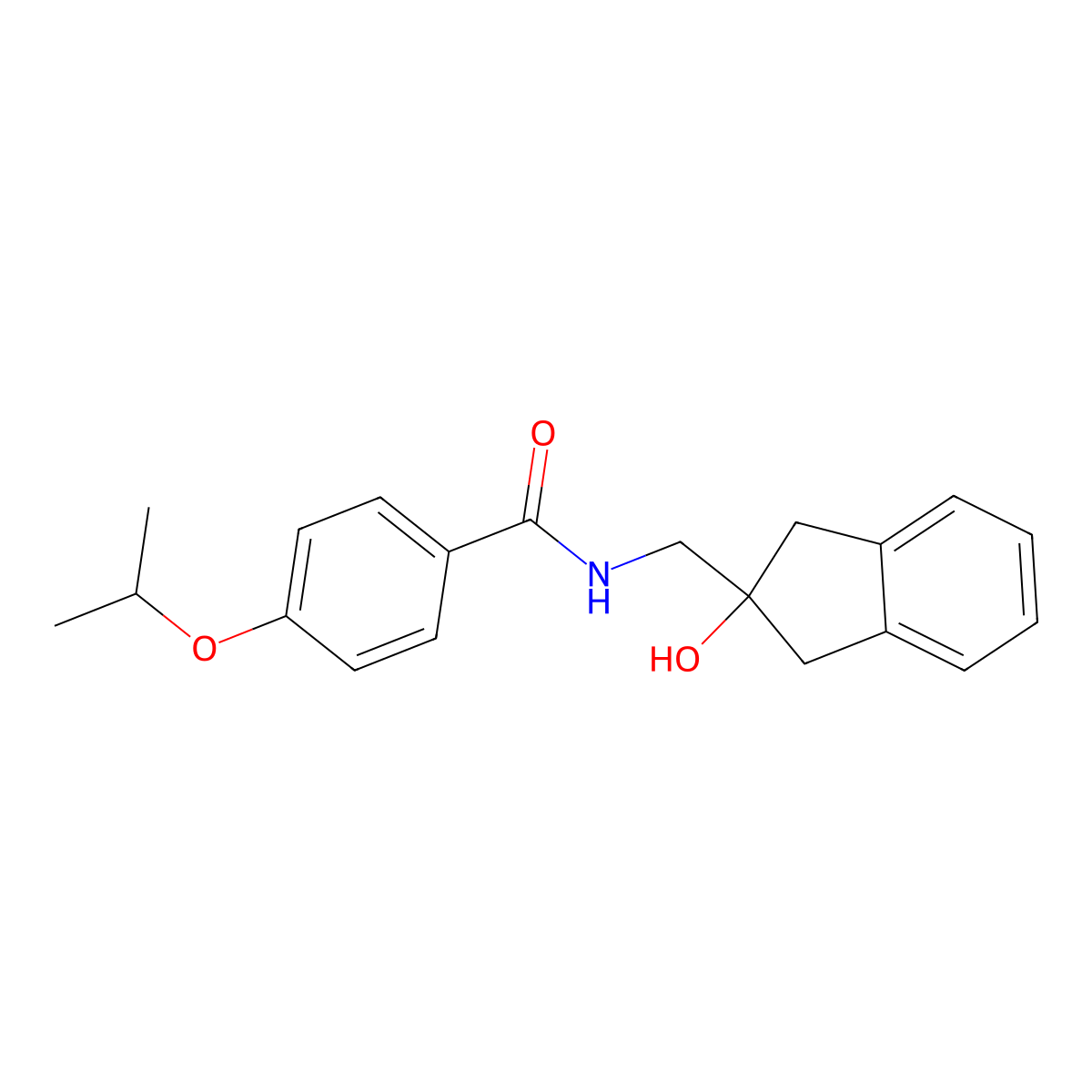 N-((2-hydroxy-2,3-dihydro-1H-inden-2-yl)methyl)-4-isopropoxybenzamide molecular structure, CAS 2034407-17-3