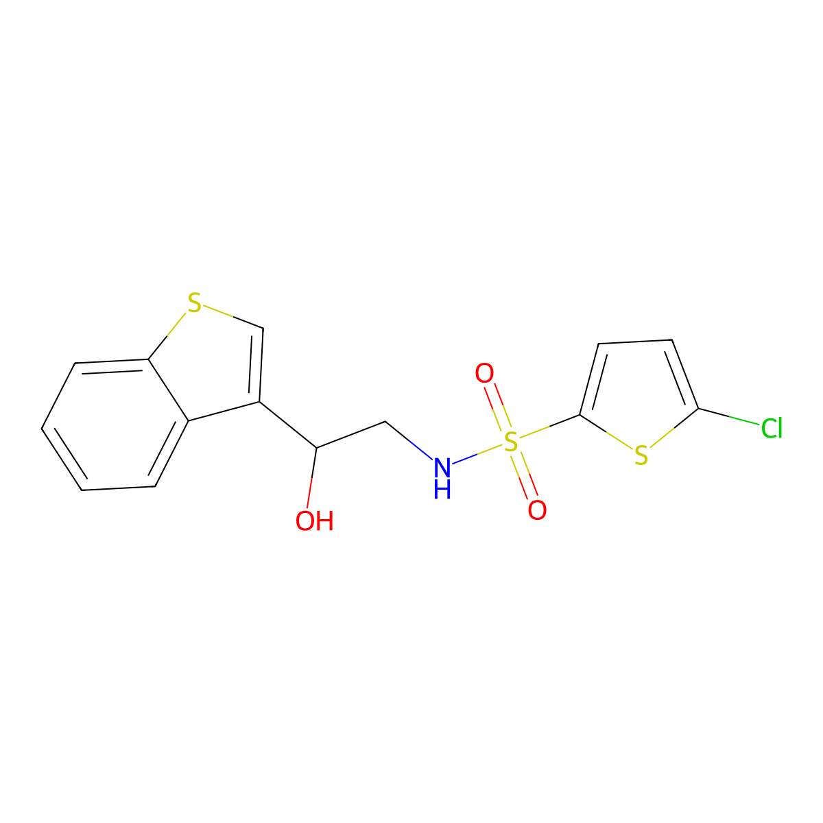 N-(2-(benzo[b]thiophen-3-yl)-2-hydroxyethyl)-5-chlorothiophene-2-sulfonamide molecular structure, CAS 2034407-23-1