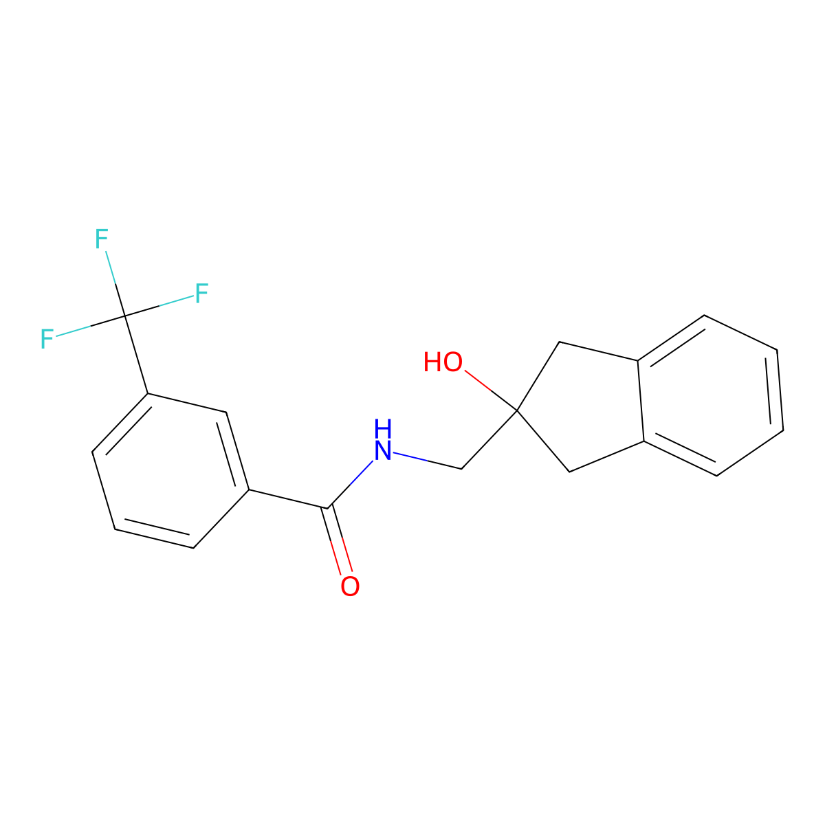 N-((2-hydroxy-2,3-dihydro-1H-inden-2-yl)methyl)-3-(trifluoromethyl)benzamide molecular structure, CAS 2034407-24-2