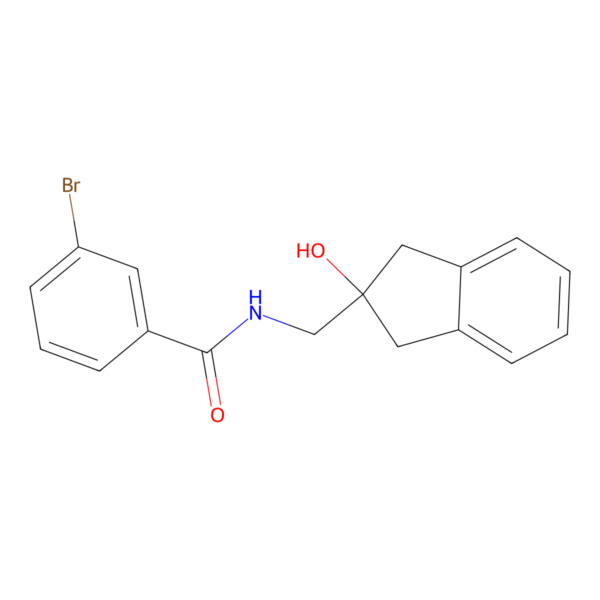 3-bromo-N-[(2-hydroxy-2,3-dihydro-1H-inden-2-yl)methyl]benzamide molecular structure, CAS 2034407-32-2