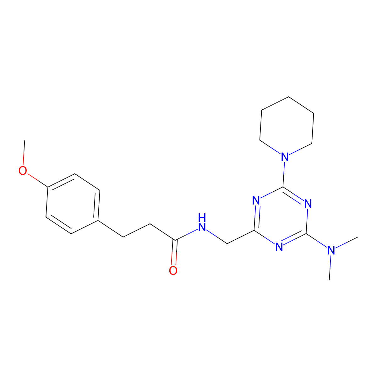 N-{[4-(dimethylamino)-6-(piperidin-1-yl)-1,3,5-triazin-2-yl]methyl}-3-(4-methoxyphenyl)propanamide molecular structure, CAS 2034407-36-6
