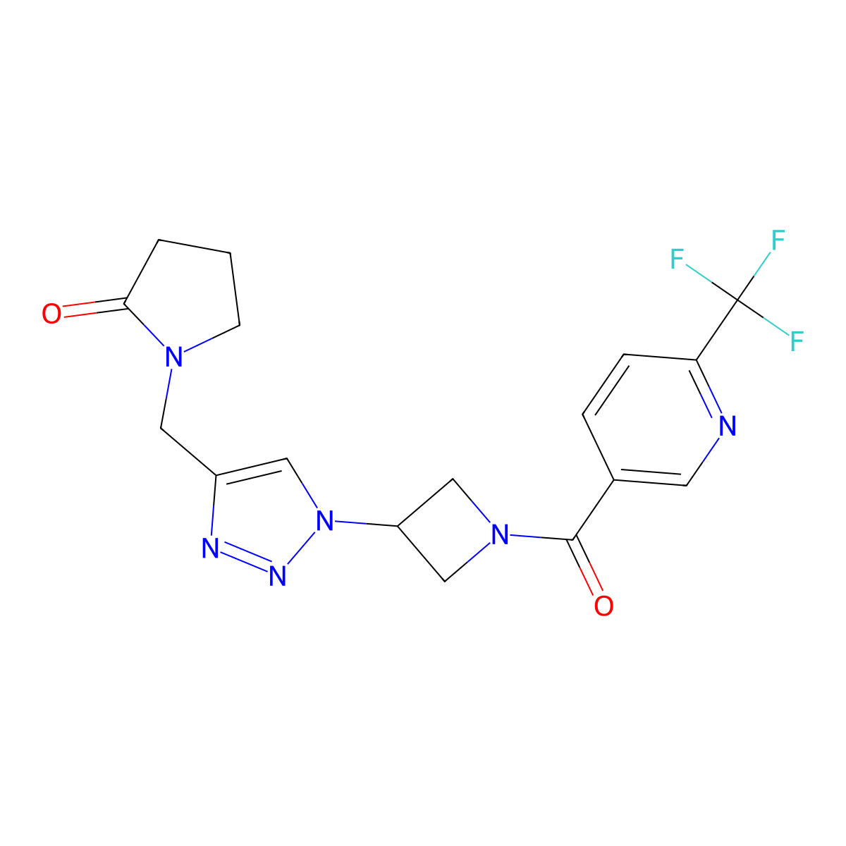1-((1-(1-(6-(trifluoromethyl)nicotinoyl)azetidin-3-yl)-1H-1,2,3-triazol-4-yl)methyl)pyrrolidin-2-one molecular structure, CAS 2034407-45-7