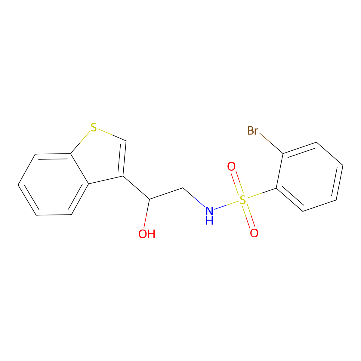 N-(2-(benzo[b]thiophen-3-yl)-2-hydroxyethyl)-2-bromobenzenesulfonamide molecular structure, CAS 2034407-47-9