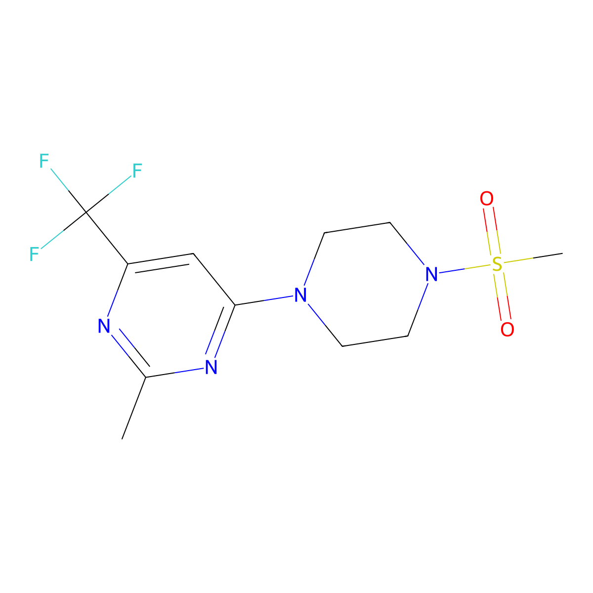 2-Methyl-4-(4-(methylsulfonyl)piperazin-1-yl)-6-(trifluoromethyl)pyrimidine molecular structure, CAS 2034407-49-1