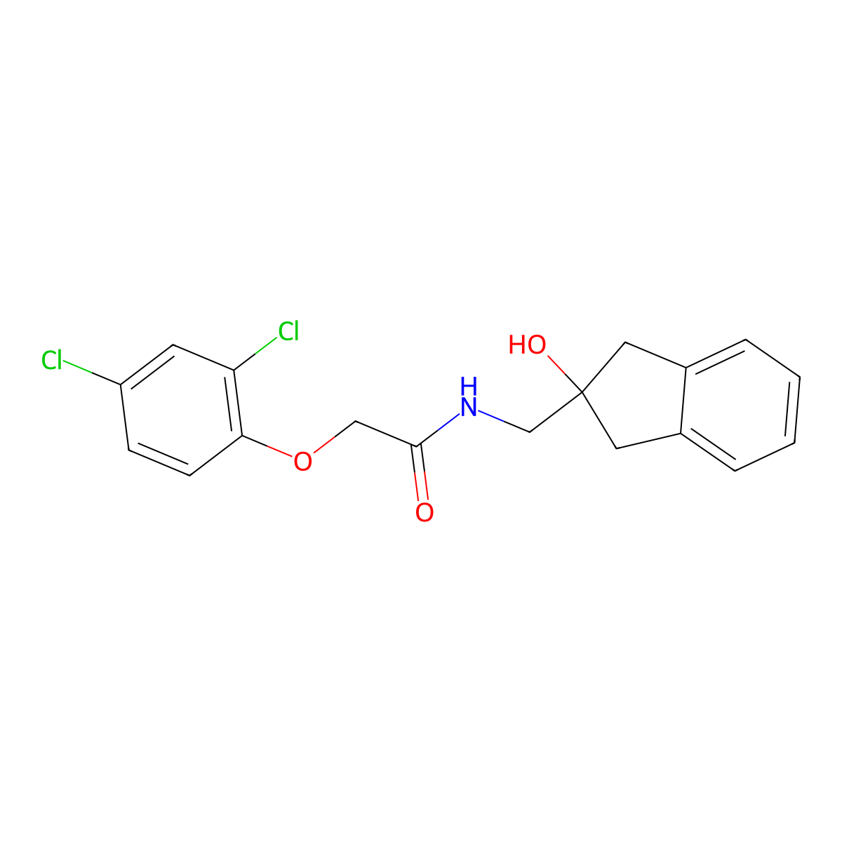 2-(2,4-dichlorophenoxy)-N-[(2-hydroxy-2,3-dihydro-1H-inden-2-yl)methyl]acetamide molecular structure, CAS 2034407-53-7