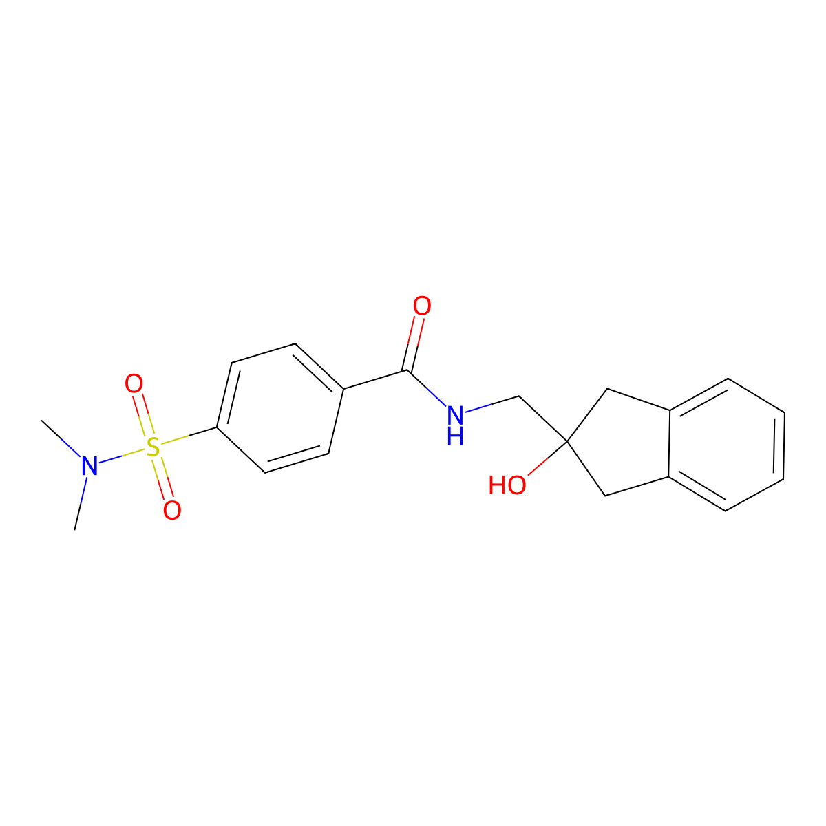 4-(N,N-dimethylsulfamoyl)-N-((2-hydroxy-2,3-dihydro-1H-inden-2-yl)methyl)benzamide molecular structure, CAS 2034407-61-7