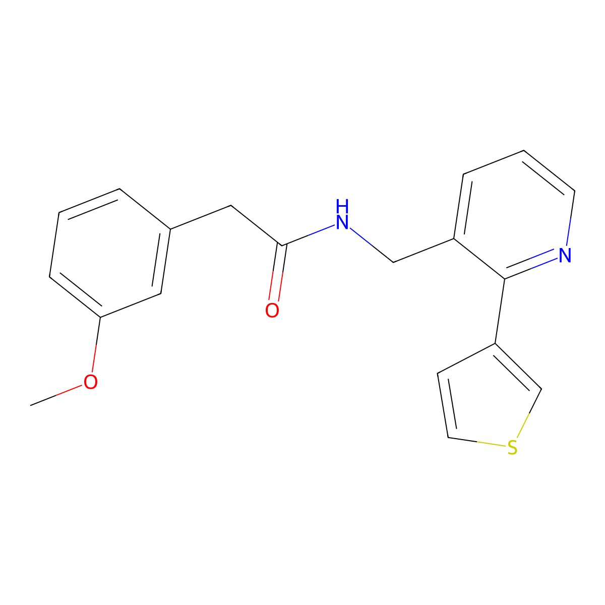 2-(3-methoxyphenyl)-N-((2-(thiophen-3-yl)pyridin-3-yl)methyl)acetamide molecular structure, CAS 2034407-67-3