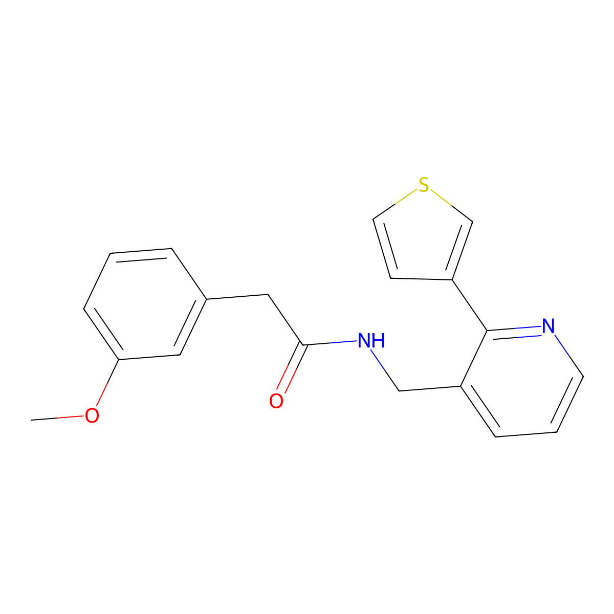 2-(3-methoxyphenyl)-N-((2-(thiophen-3-yl)pyridin-3-yl)methyl)acetamide molecular structure, CAS 2034407-67-3