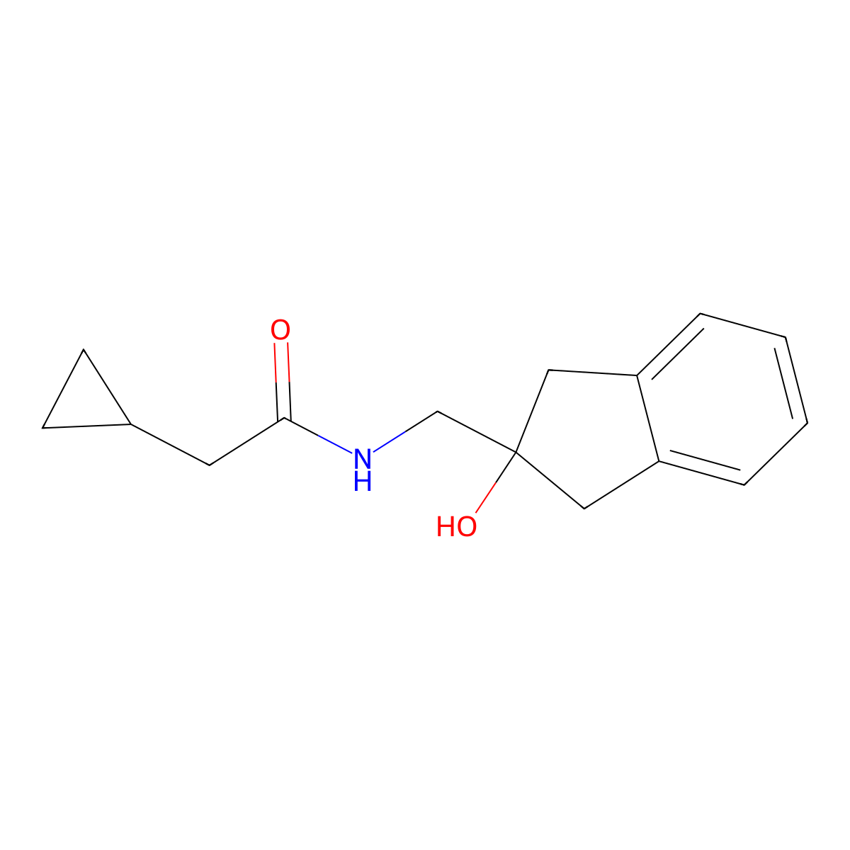 2-cyclopropyl-N-[(2-hydroxy-2,3-dihydro-1H-inden-2-yl)methyl]acetamide molecular structure, CAS 2034407-68-4