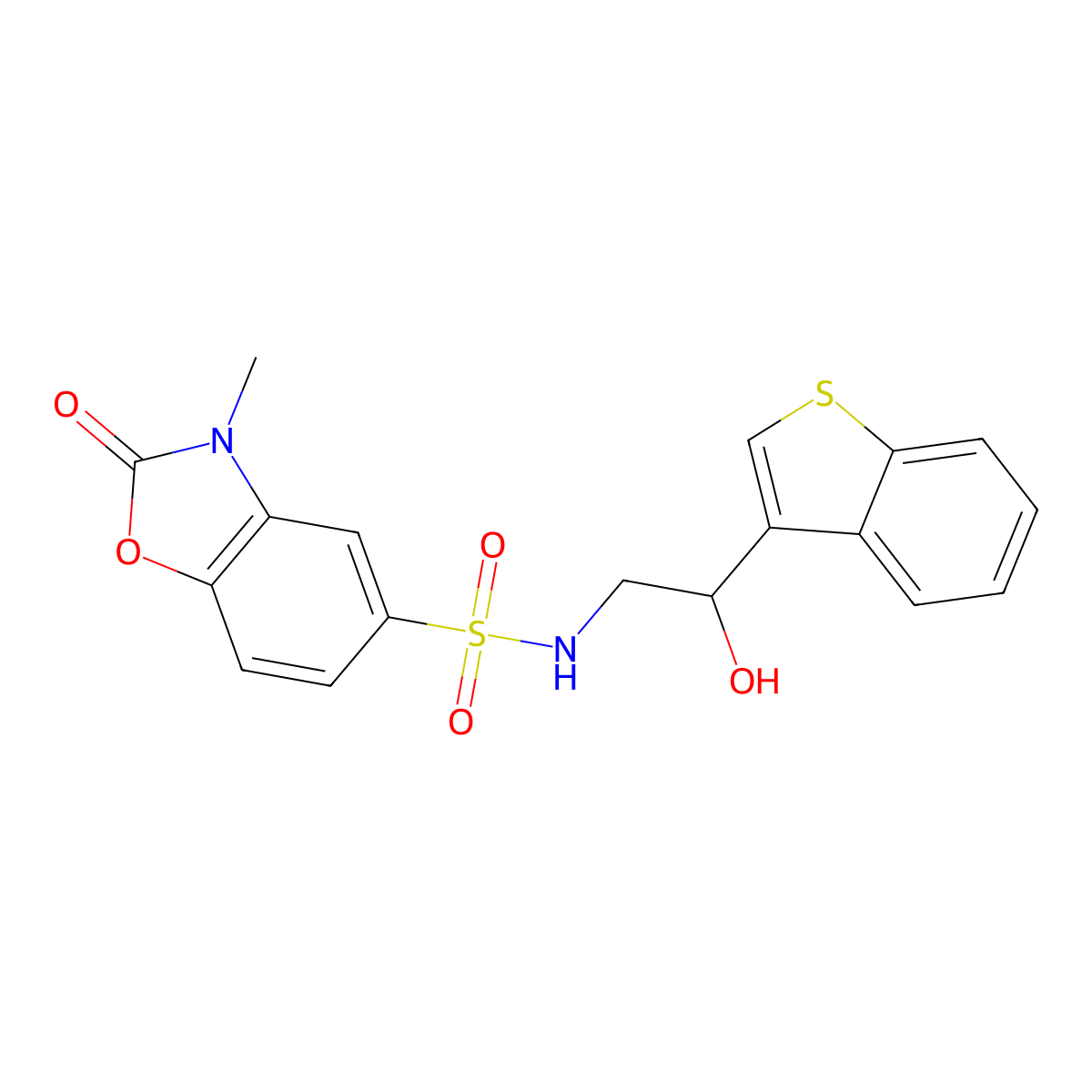 N-(2-(benzo[b]thiophen-3-yl)-2-hydroxyethyl)-3-methyl-2-oxo-2,3-dihydrobenzo[d]oxazole-5-sulfonamide molecular structure, CAS 2034407-70-8