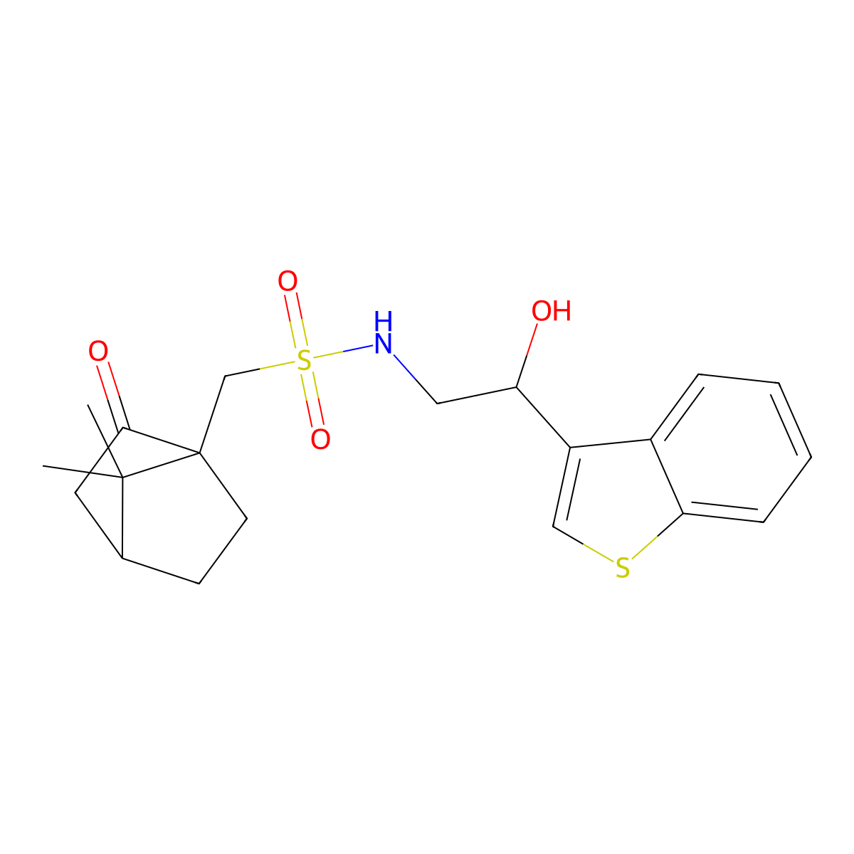 N-(2-(benzo[b]thiophen-3-yl)-2-hydroxyethyl)-1-(7,7-dimethyl-2-oxobicyclo[2.2.1]heptan-1-yl)methanesulfonamide molecular structure, CAS 2034407-77-5