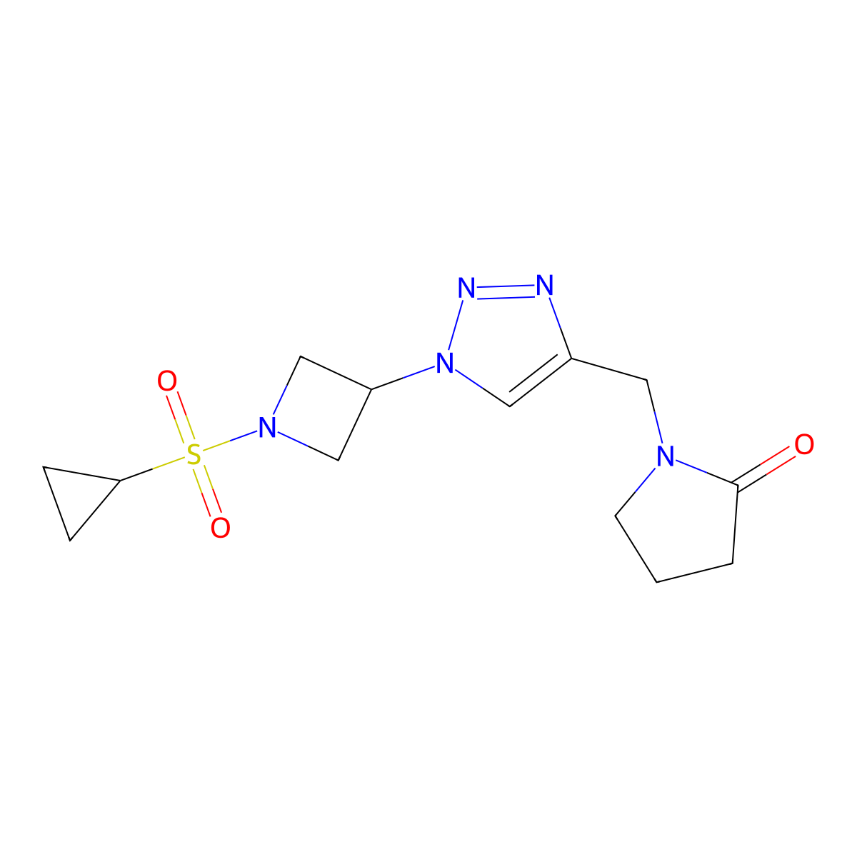 1-((1-(1-(cyclopropylsulfonyl)azetidin-3-yl)-1H-1,2,3-triazol-4-yl)methyl)pyrrolidin-2-one molecular structure, CAS 2034407-80-0