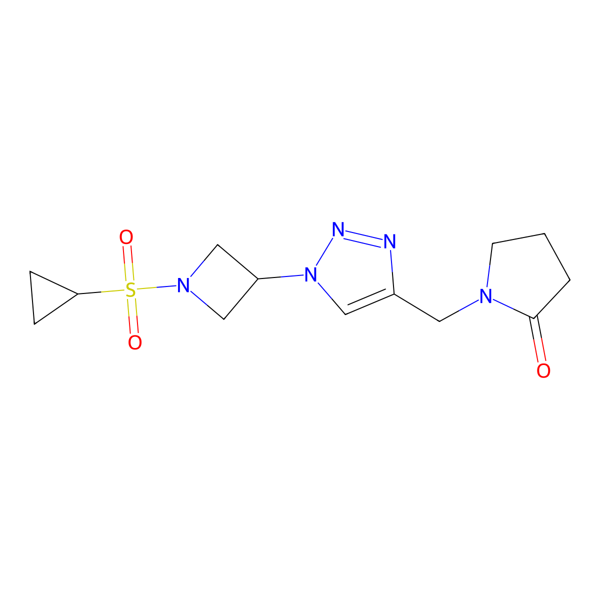 1-((1-(1-(cyclopropylsulfonyl)azetidin-3-yl)-1H-1,2,3-triazol-4-yl)methyl)pyrrolidin-2-one molecular structure, CAS 2034407-80-0