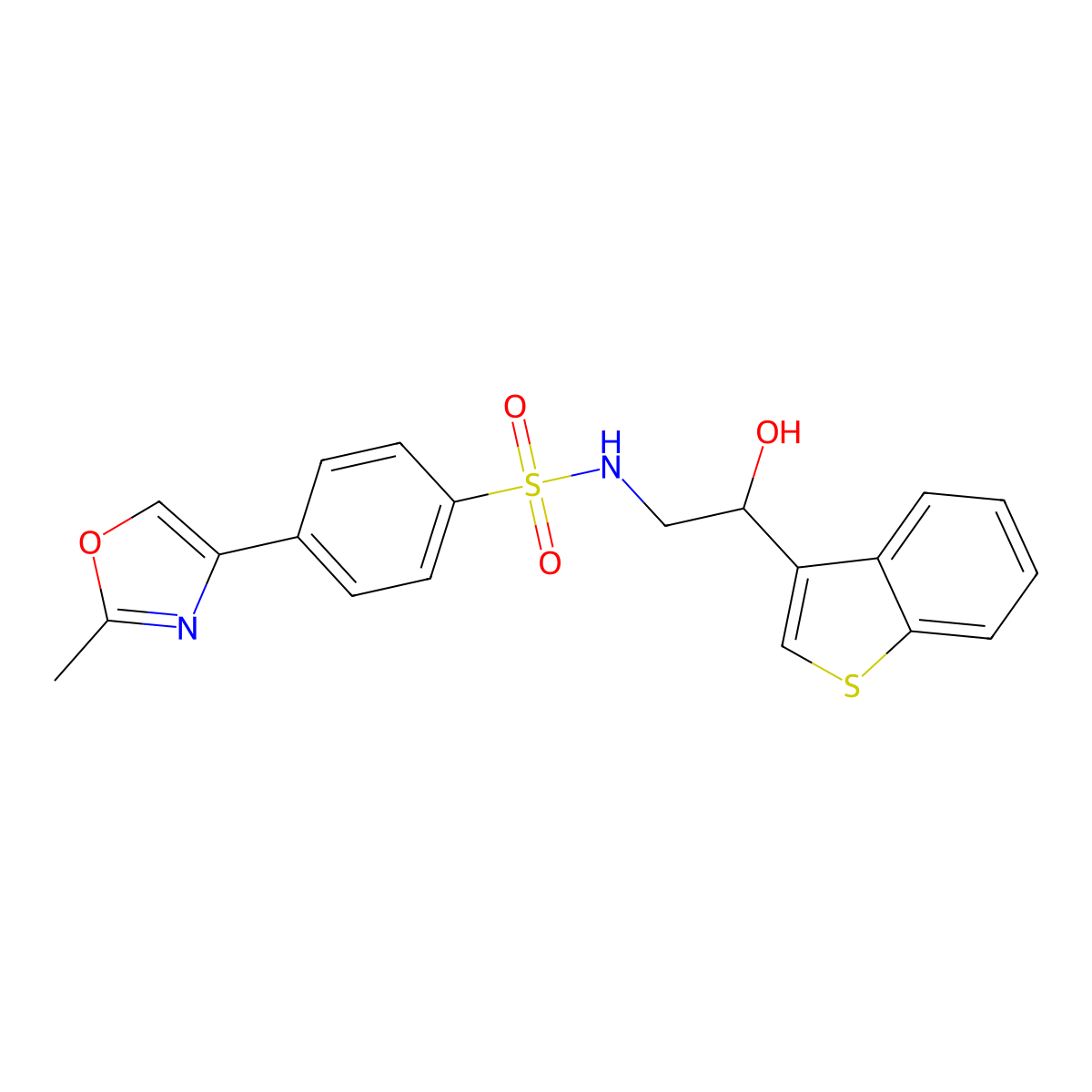 N-(2-(benzo[b]thiophen-3-yl)-2-hydroxyethyl)-4-(2-methyloxazol-4-yl)benzenesulfonamide molecular structure, CAS 2034407-81-1