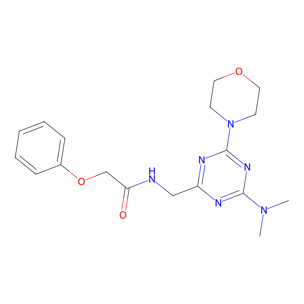 N-((4-(dimethylamino)-6-morpholino-1,3,5-triazin-2-yl)methyl)-2-phenoxyacetamide molecular structure, CAS 2034407-95-7