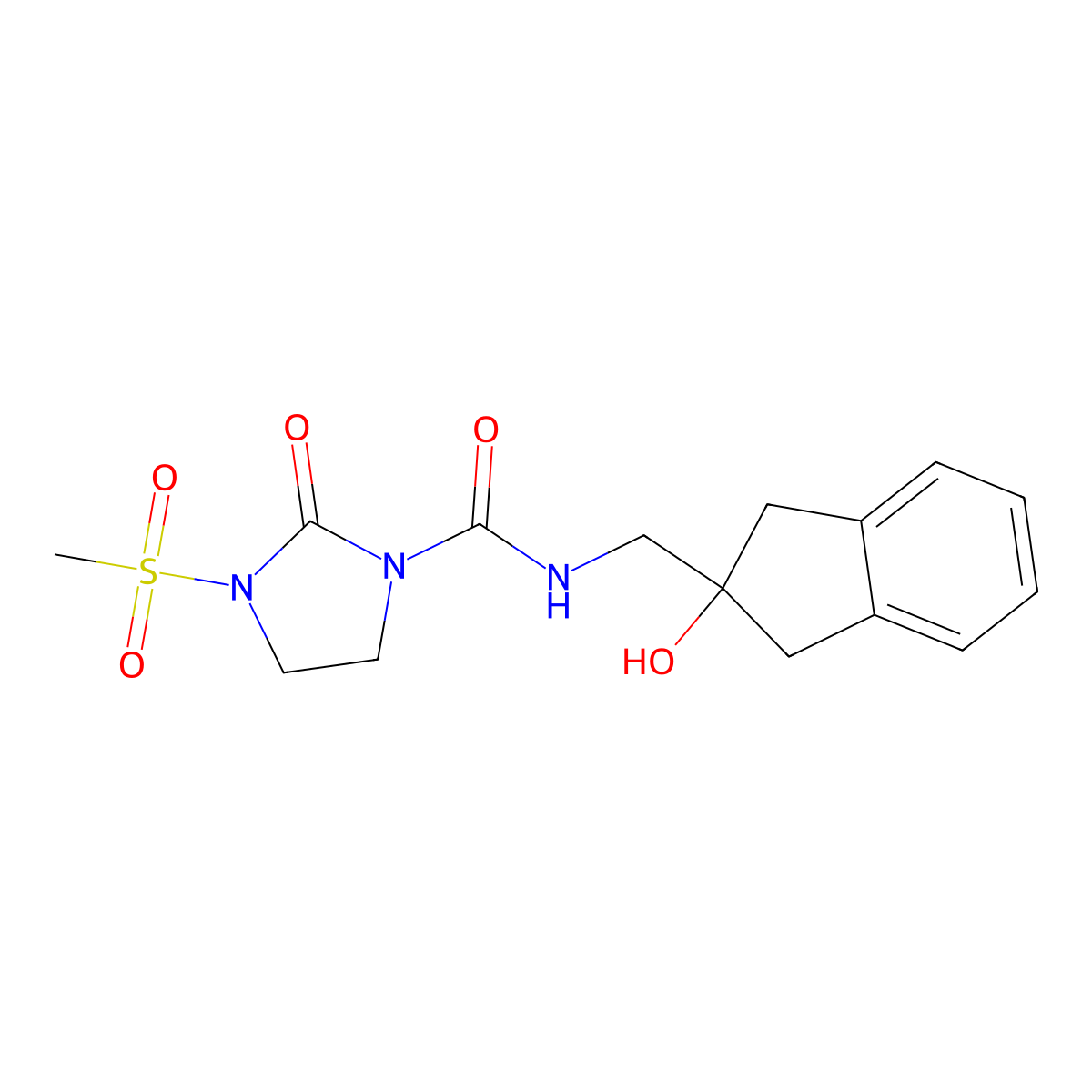 N-((2-hydroxy-2,3-dihydro-1H-inden-2-yl)methyl)-3-(methylsulfonyl)-2-oxoimidazolidine-1-carboxamide molecular structure, CAS 2034407-99-1