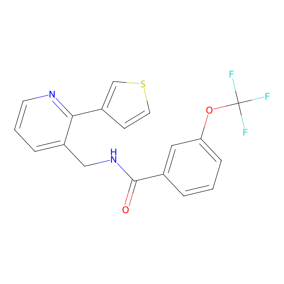 N-{[2-(thiophen-3-yl)pyridin-3-yl]methyl}-3-(trifluoromethoxy)benzamide molecular structure, CAS 2034408-11-0