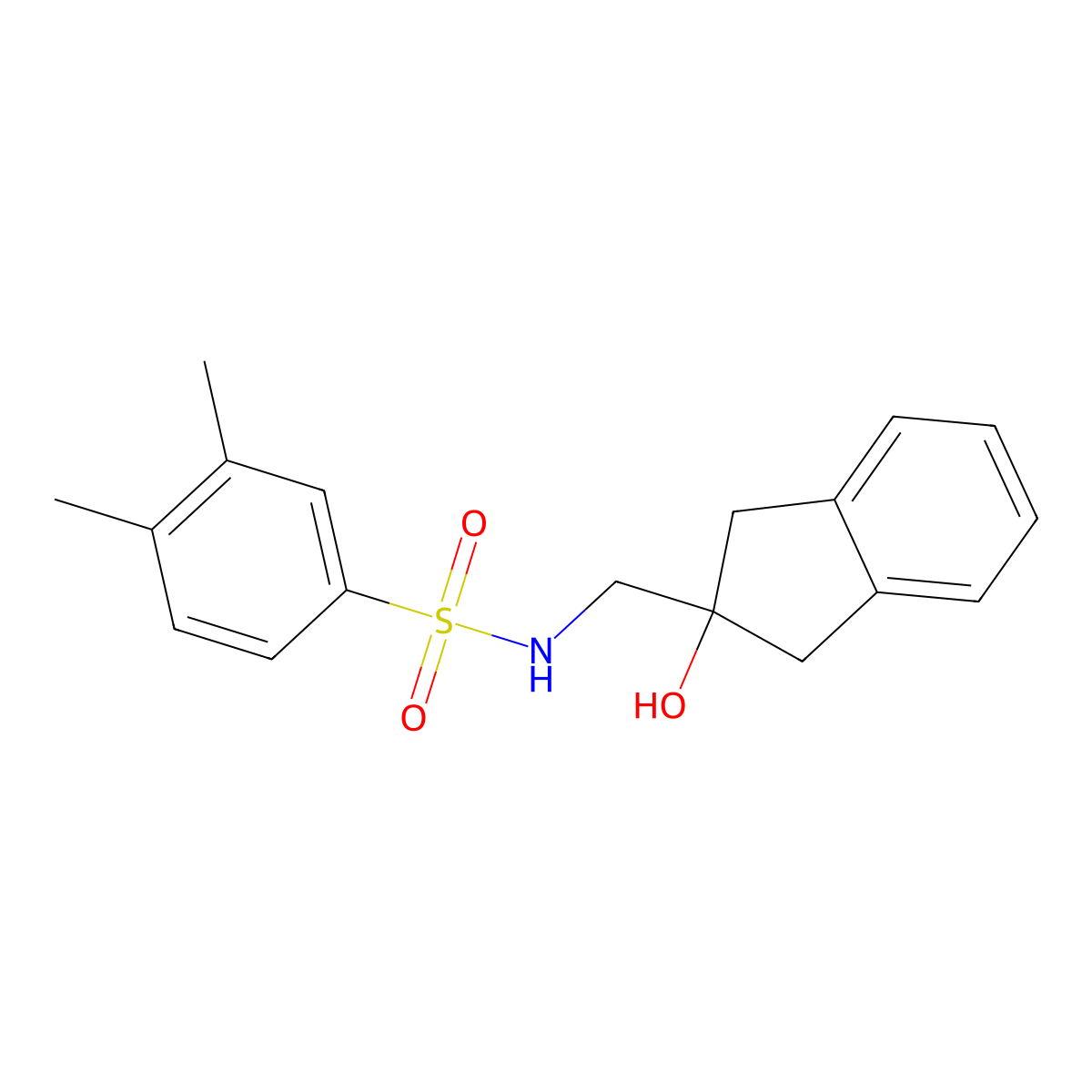 N-((2-hydroxy-2,3-dihydro-1H-inden-2-yl)methyl)-3,4-dimethylbenzenesulfonamide molecular structure, CAS 2034408-29-0