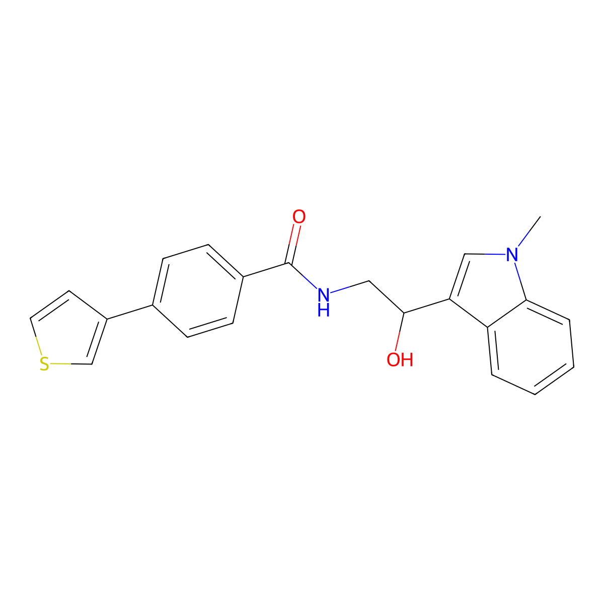 N-(2-hydroxy-2-(1-methyl-1H-indol-3-yl)ethyl)-4-(thiophen-3-yl)benzamide molecular structure, CAS 2034408-31-4