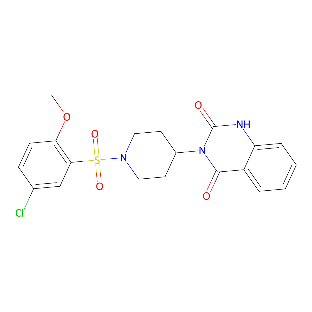 3-(1-((5-chloro-2-methoxyphenyl)sulfonyl)piperidin-4-yl)quinazoline-2,4(1H,3H)-dione molecular structure, CAS 2034408-34-7