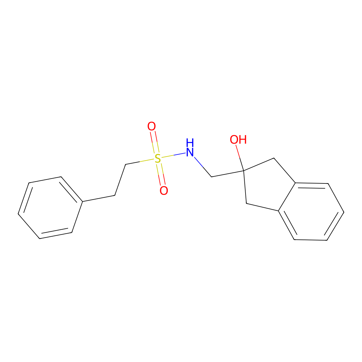 N-((2-hydroxy-2,3-dihydro-1H-inden-2-yl)methyl)-2-phenylethanesulfonamide molecular structure, CAS 2034408-37-0